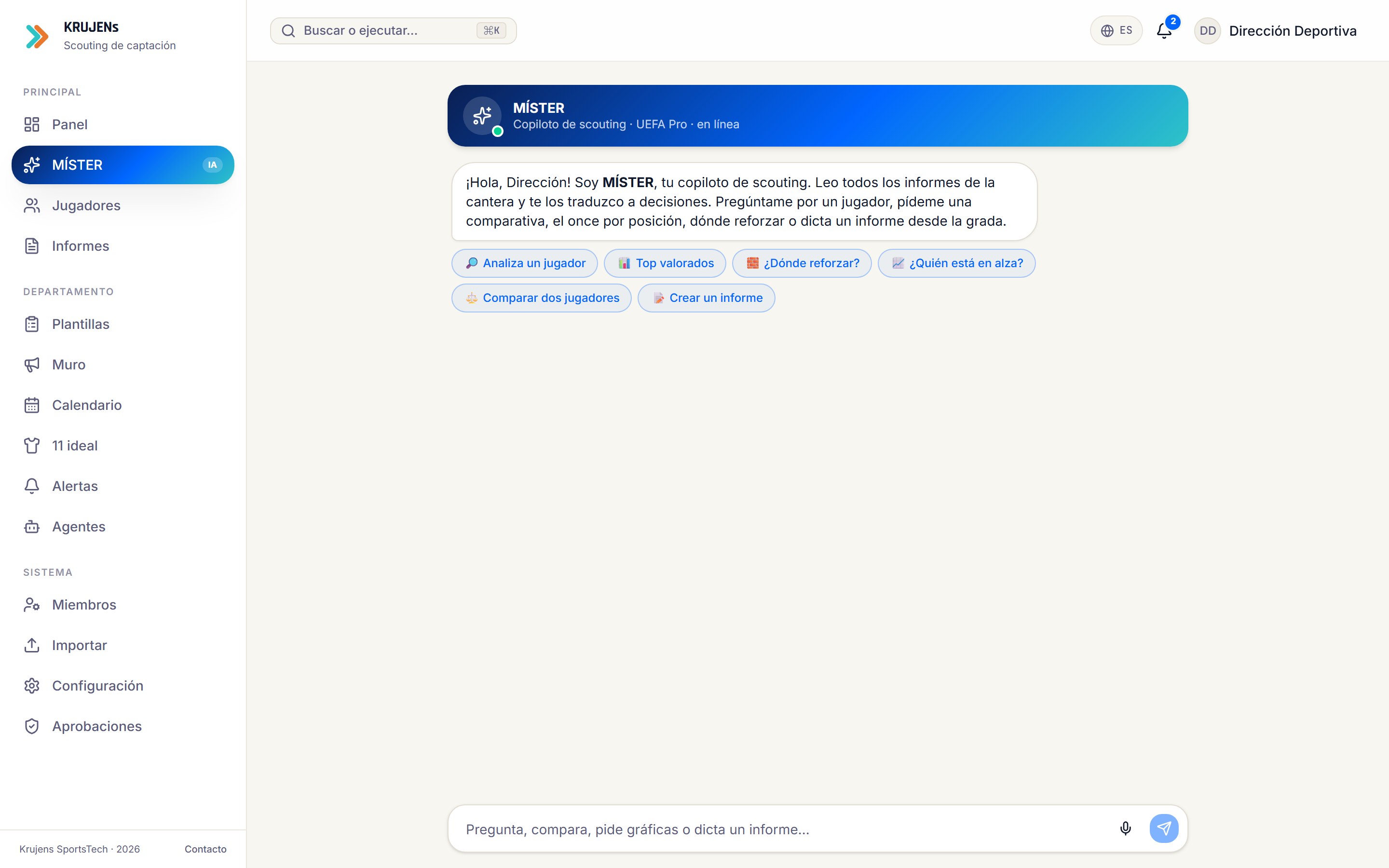 MÍSTER, el copiloto de IA, con sugerencias de análisis